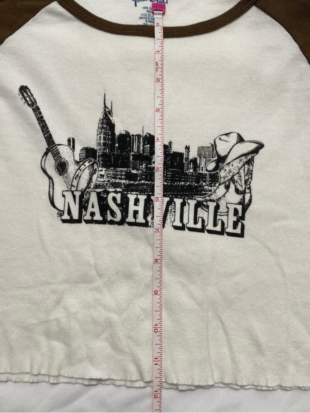 Brandy Melville Nashville Graphic Crop Top - Brown & White - Picture 7 of 7